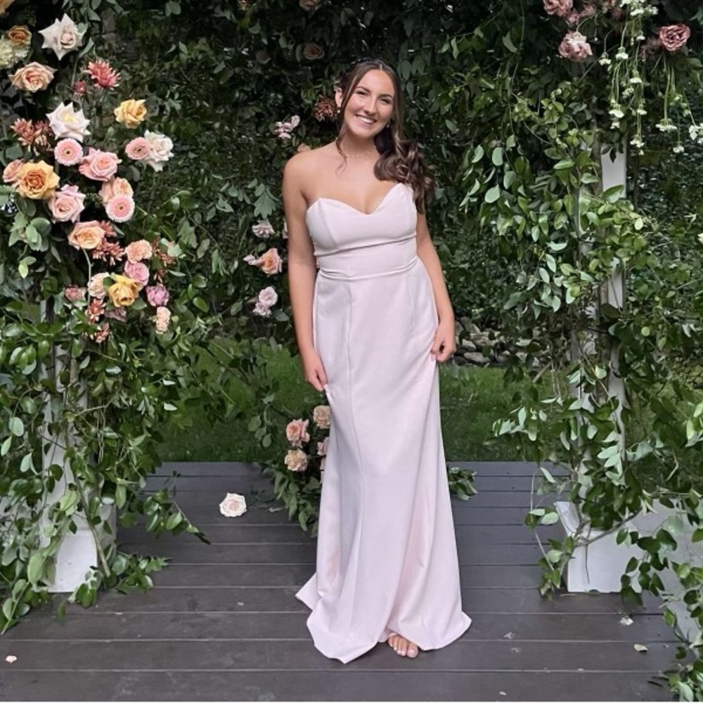 Gorgeous Wayf pale pink gown. Sz L. Worn 1x as a bridesmaid.
